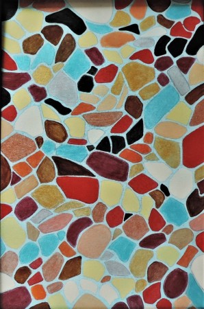 Mosaïque : Peinture sur bois (20x30)